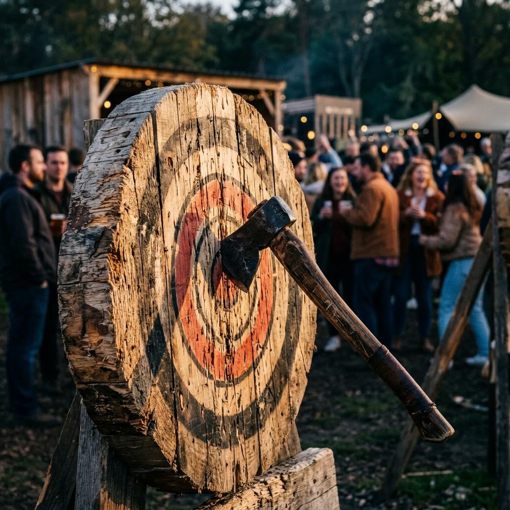 Axe in a wooden target